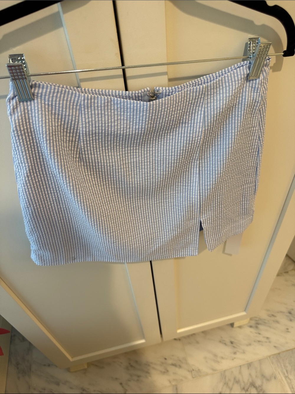 Blank NYC Blue and White Seersucker Mini Skirt never worn